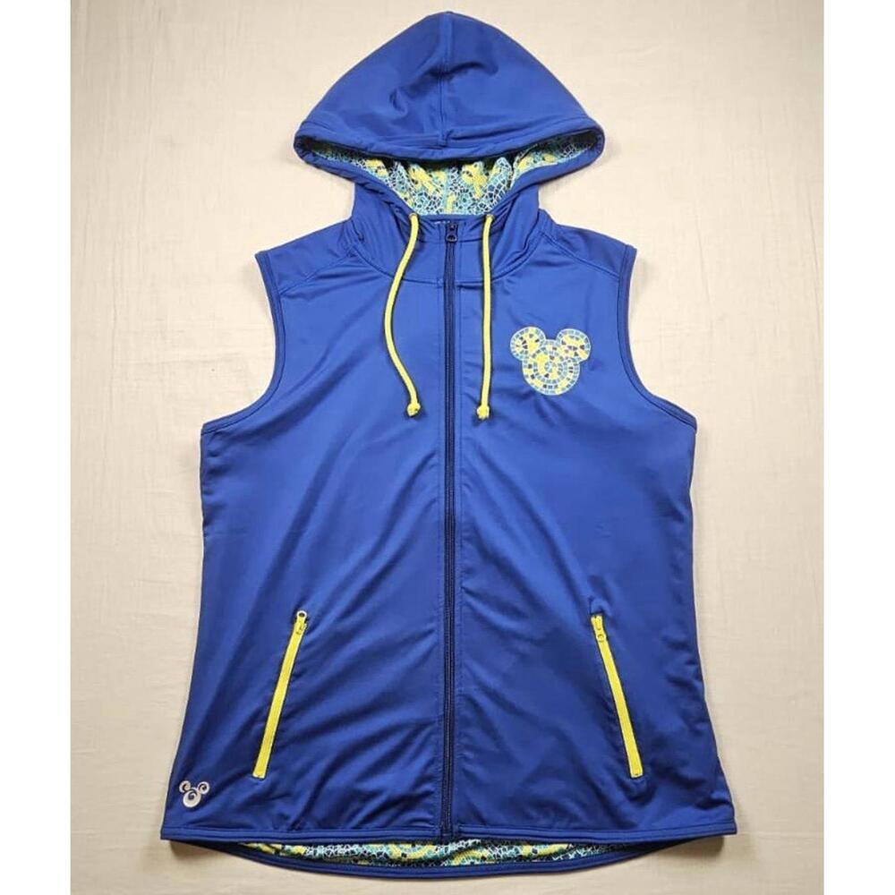 Disney Parks Vest Womens XL Sleeveless Hoodie Full Zip Mickey Stretch Pockets